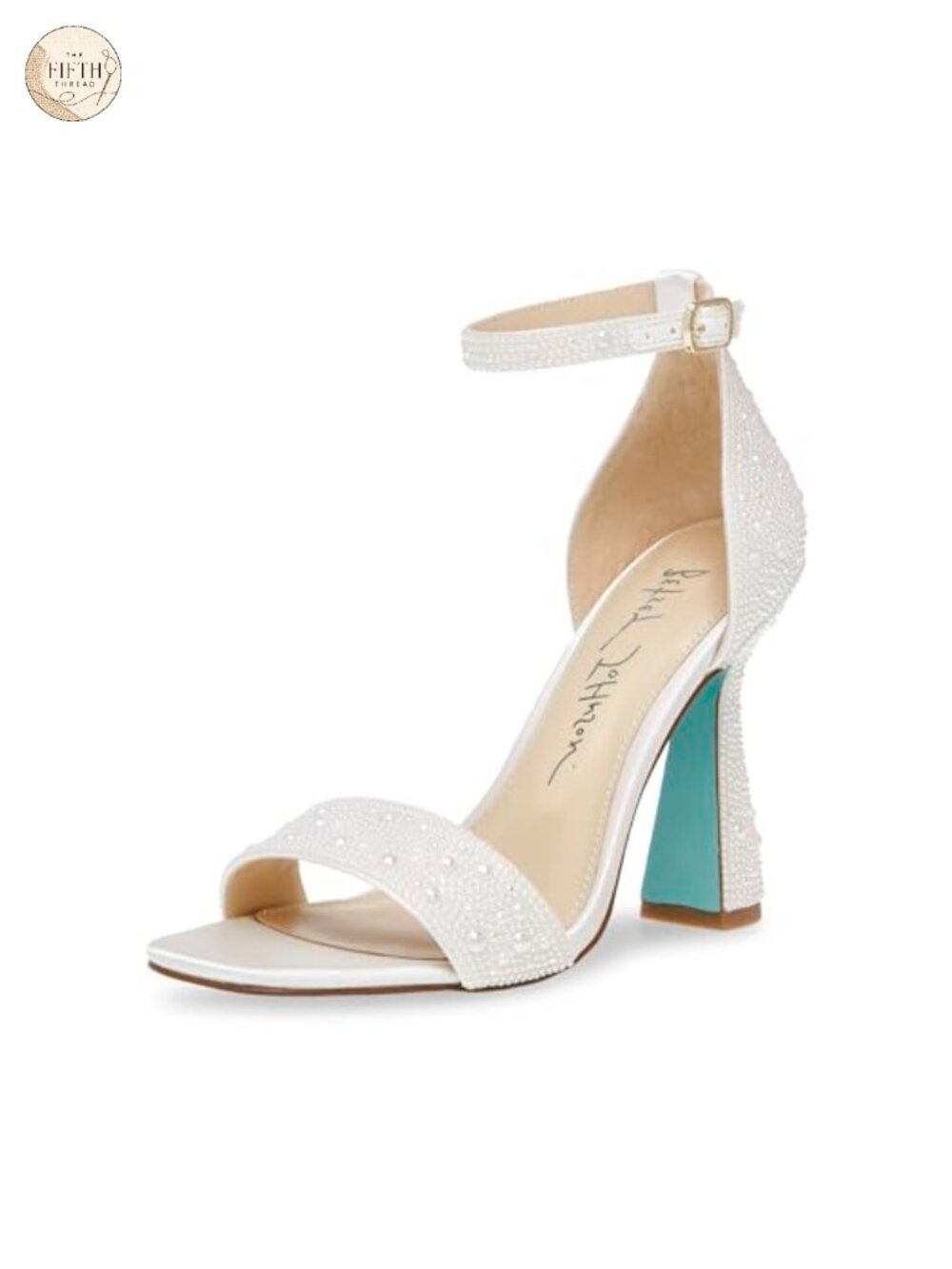 Embellished Heeled Dress Sandals Square Toe Ankle Strap 3.75 in Flare Heel